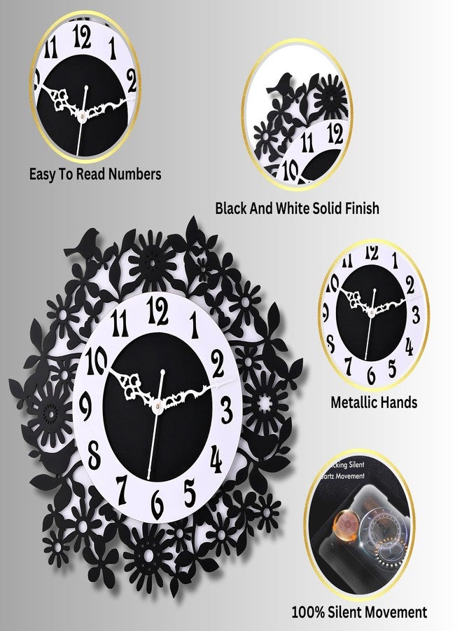 Nozvera 15 Inches Wall Clock for Home Stylish Handcrafted Wooden Silent Non Ticking Analog Clock Decorative Big Size Wall Clock for Home, Living Room, Bedroom, Office, Hall - Image 4